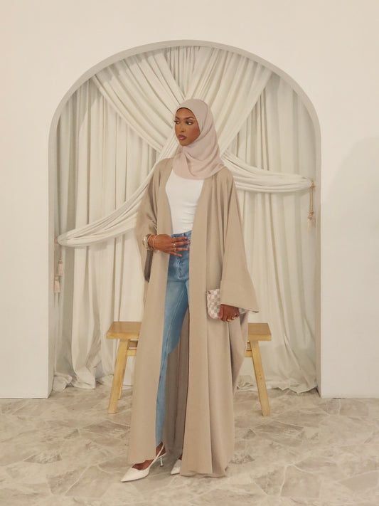 Signature Pocketed Batwing Abaya - Sand