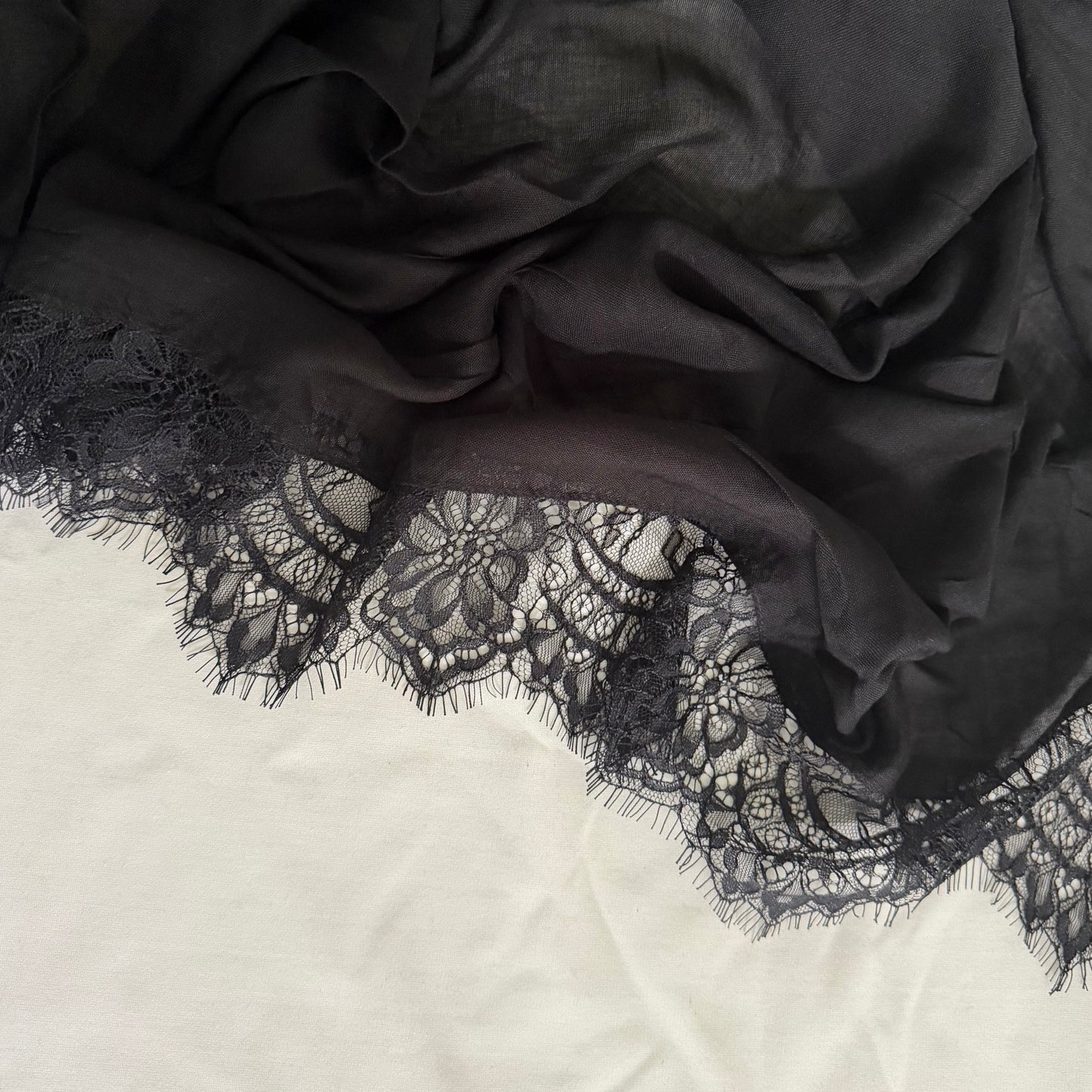 Lace Trim Modal Scarf - Black