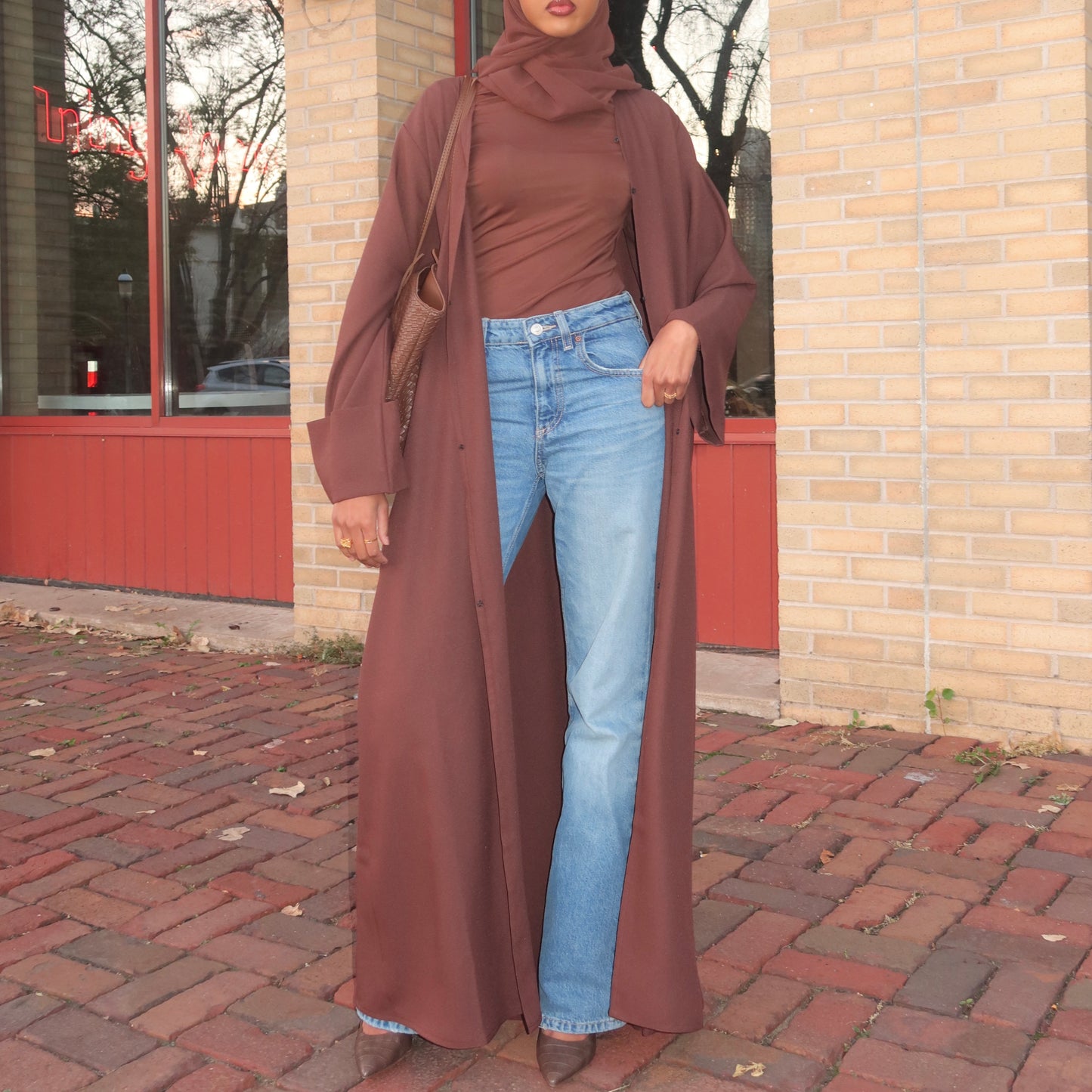 Signature Straight Abaya - Chestnut