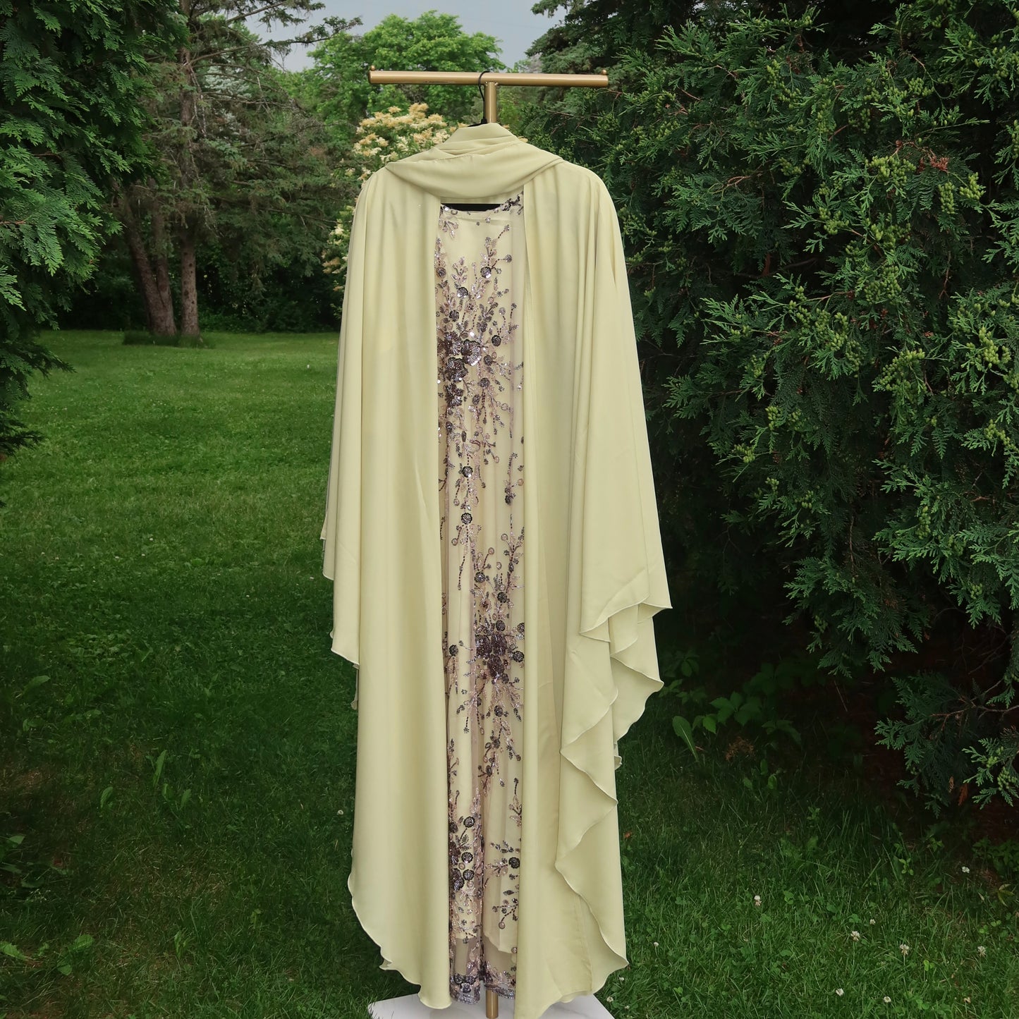 Embellished Abaya Set - Lime Green